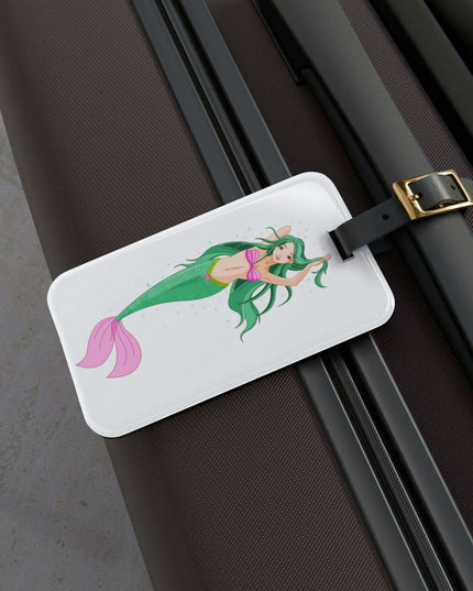 Chic Mermaid-Inspired Luggage Tag with Adjustable Leather Strap
