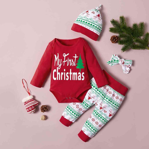 Baby's First Christmas Festive 3-Piece Bodysuit and Pants Ensemble