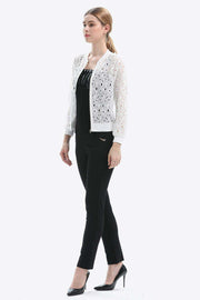 Chic Lace-Detail Zip Jacket for Effortless Elegance