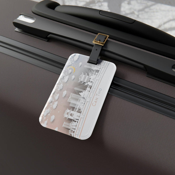 Elegant Customizable Acrylic Luggage Tag with Leather Strap