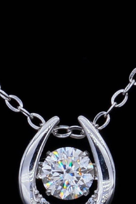 Elegant 0.5 Carat Moissanite Zircon Pendant Necklace in Sterling Silver with Platinum Finish