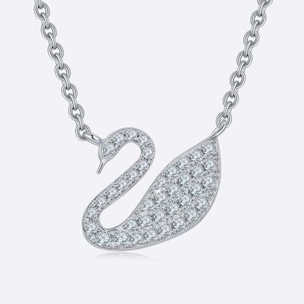 Swan Elegance Moissanite and Lab Created Diamond Necklace in 925 Sterling Silver