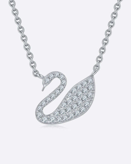 Swan Elegance Moissanite and Lab Created Diamond Necklace in 925 Sterling Silver