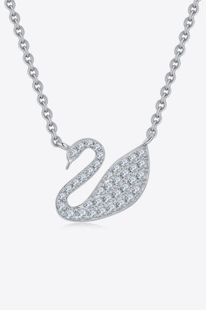 Moissanite Swan 925 Sterling Silver Necklace-Trendsi-Silver-One Size-Très Elite