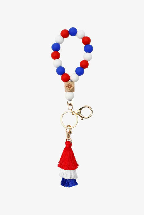 Elegant Tassel Keychain with Silicone Beads and Sturdy Grommet