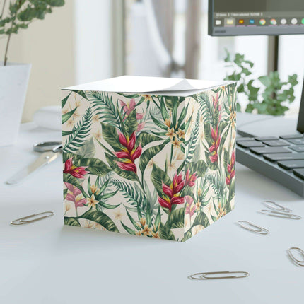 Personalized Tropical Sticky Note Cube: Transform Your Workspace with Custom Memo Pads