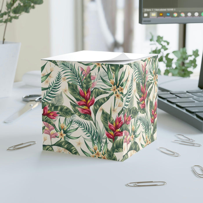 Tropical Sticky Note Cube: Customizable Memo Pad for Creative Note Organization