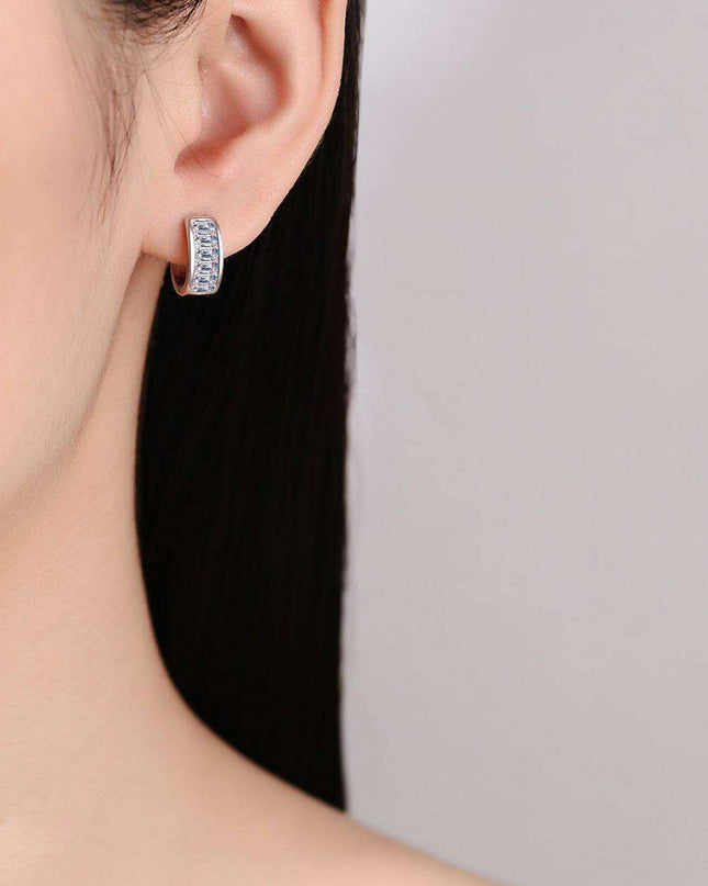 Chic 1.8 Carat Lab-Diamond Silver Huggie Earrings - An Essence of Elegance