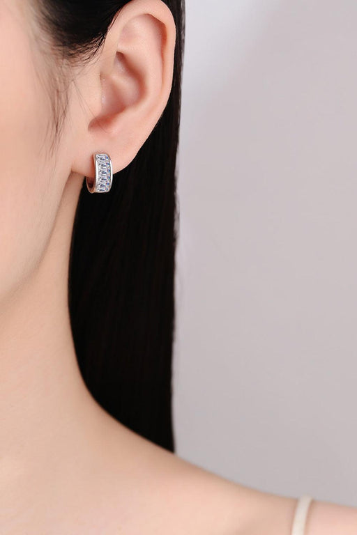 1.8 Carat Moissanite Sterling Silver Huggie Earrings - Elegant Jewelry Addition