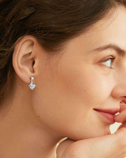 Sophisticated 4 Carat Moissanite and Lab-Diamond Accented Drop Earrings in Platinum-Plated Sterling Silver