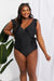 Black Wrap-Style Ruffle One-Piece Swimsuit by Marina West