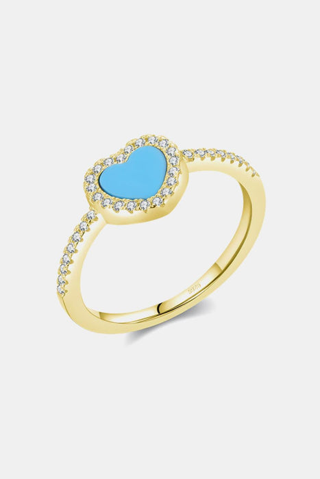 Turquoise Elegance: Sterling Silver Ring with Platinum and Gold Accents