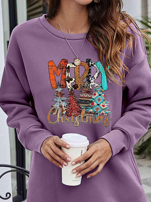MERRY CHRISTMAS Graphic Sweatshirt Trendsi