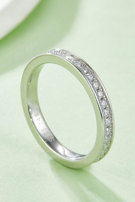 Minimalist Moissanite Silver Ring with Platinum Finish