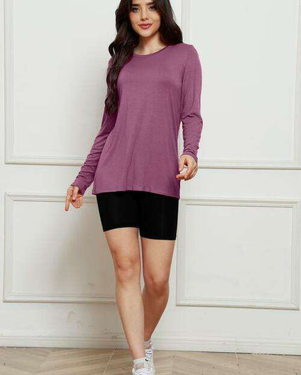 Chic Plus Size Long Sleeve Round Neck Polyester Blouse