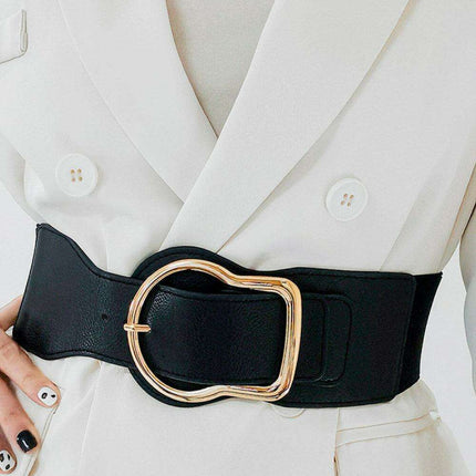Elegant Zinc Alloy Belt with Faux Leather Waistband - Vers