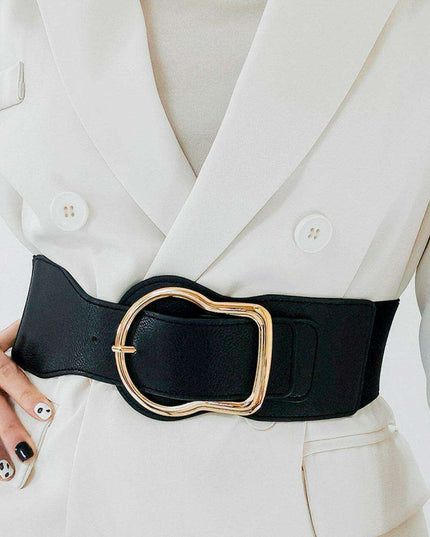 Elegant Zinc Alloy Belt with Faux Leather Waistband - Vers