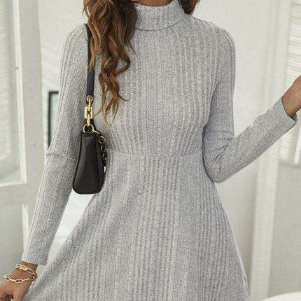 Lotus Grace | Stylish Women's Ruffled Turtleneck Dress