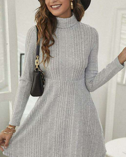 Lotus Grace | Stylish Women's Ruffled Turtleneck Dress