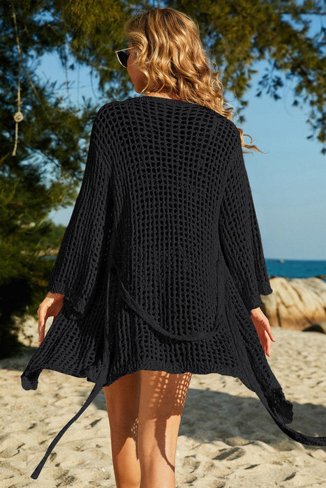Crochet Flare Sleeve Swimsuit Cover-Up