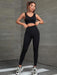 Athletic Elegance Ruched Tank Top and Leggings Set