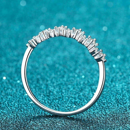 Elegant Moissanite Half-Eternity Band in Sterling Silver with Rhodium Finish