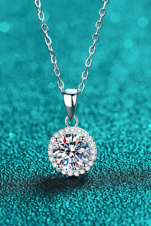 Adored Chance to Charm 1 Carat Moissanite Round Pendant Chain Necklace-Trendsi-Silver-One Size-Très Elite