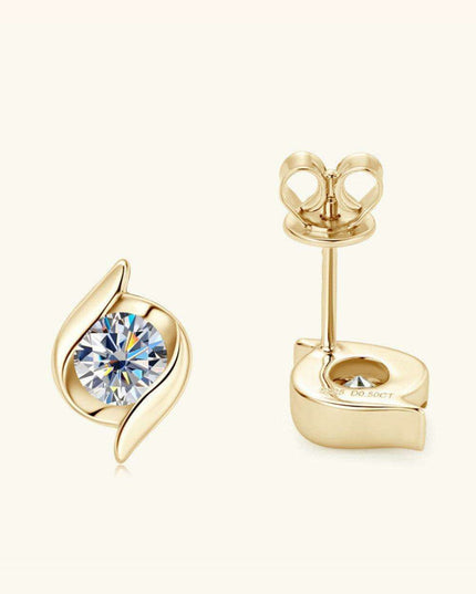 1 Carat Elegant Moissanite Earrings in Sterling Silver - Platinum/Gold-Plated Gift Set
