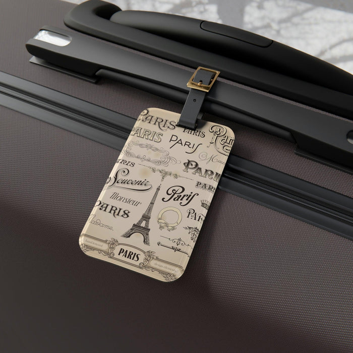 Parisian Wanderlust: Personalized Travel Tag with Leather Strap