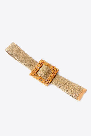 Square Buckle Elastic Braid Belt-Trendsi-Khaki-One Size-Très Elite