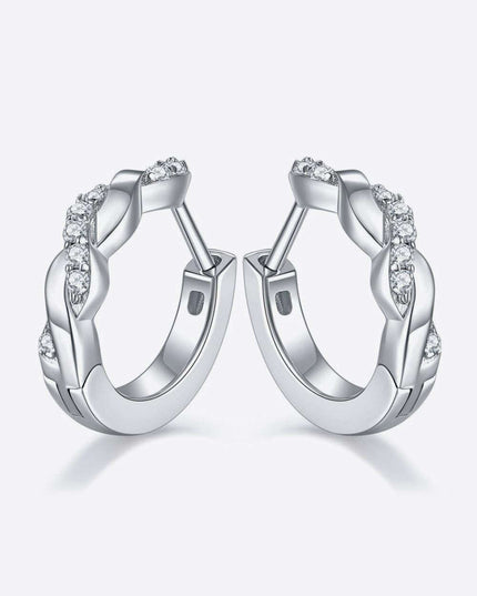Elegant Twisted Moissanite Silver Earrings with Platinum Finish