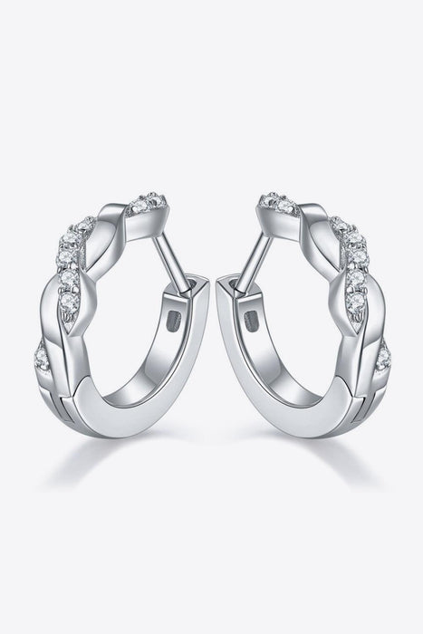 Twisted Moissanite Earrings in Sterling Silver with Platinum Finish