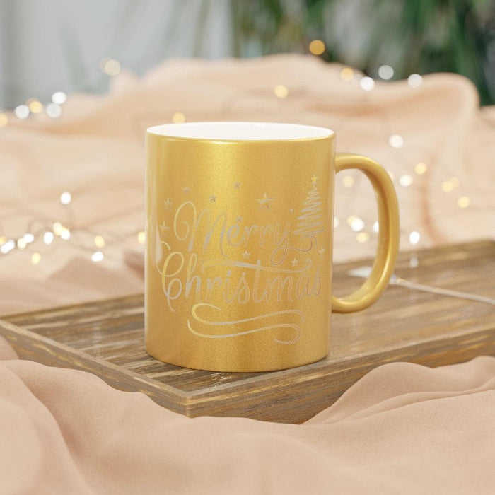Holiday Sparkle Metallic Mug Set for Festive Moments (Gold / Silver)
