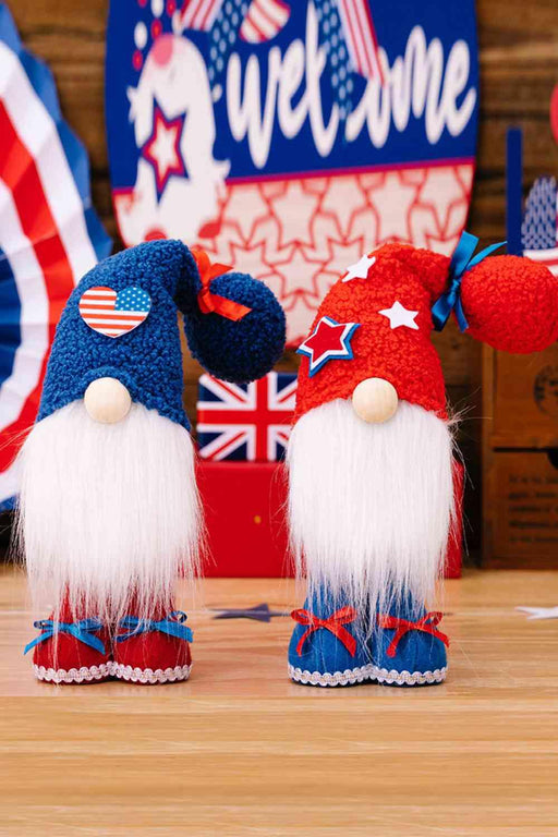 Patriotic Knit Beard Gnome Pair for Independence Day Festivities