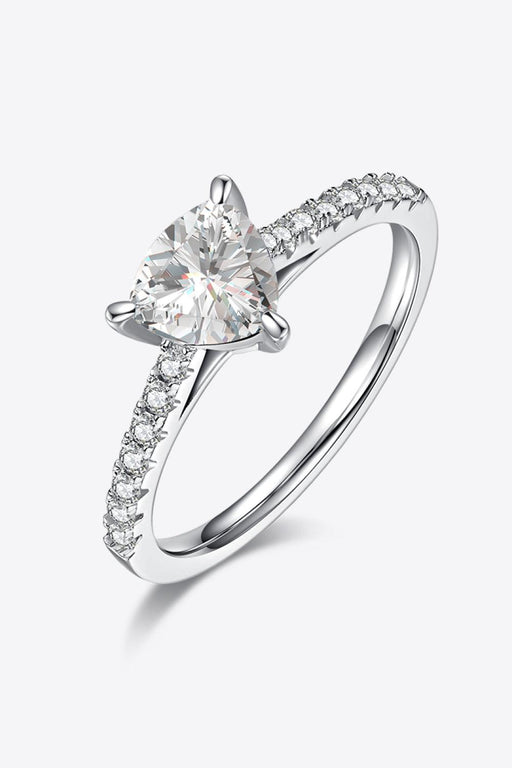 Luxurious Triangle Cut Moissanite Silver Ring with Zircon Accents