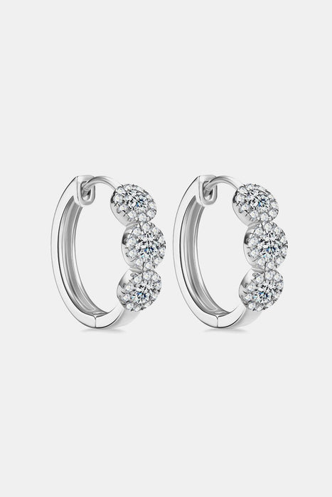 Lab-Diamond Sterling Silver Huggie Earrings with Zircon Accents - Sophisticated Sparkle and Timeless Beauty