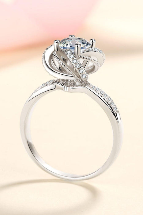 Modern Elegance 1 Carat Moissanite Sterling Silver Ring with Rhodium-Plated Brilliance