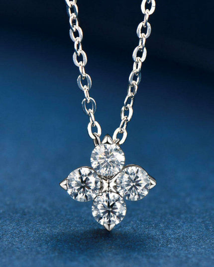 Elegant Clover Pendant Necklace with Lab-Diamonds in Platinum and Gold Finish