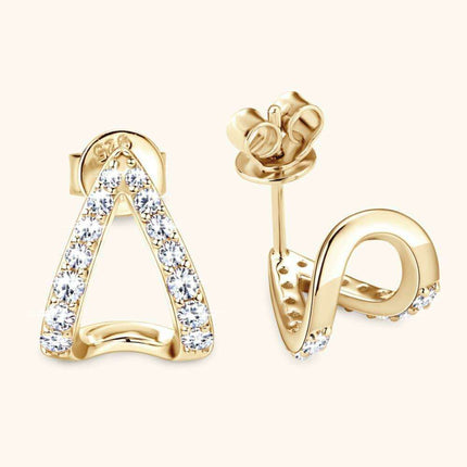 Chic Sterling Silver Earrings with Lab-Diamonds and Gold-Platinum Highlights