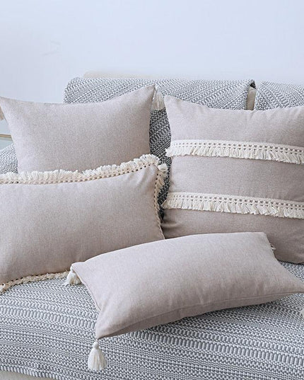 Boho-Chic Embroidered Pillow Covers with Trendy Tassel Details