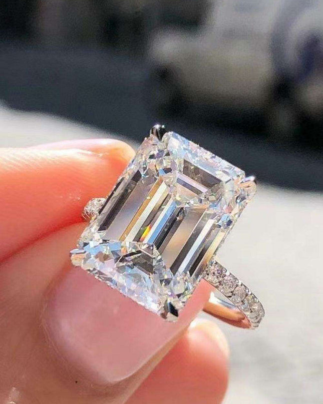 Elegant 5 Carat Lab-Created Diamond and Zircon Sterling Silver Ring