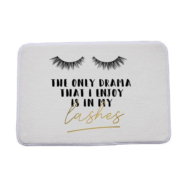 Opulent Eyelash Patterned Door and Bath Mat with Adhesive Protection