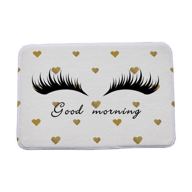 Elegant Eyelash Print Luxury Entryway and Bathroom Mat