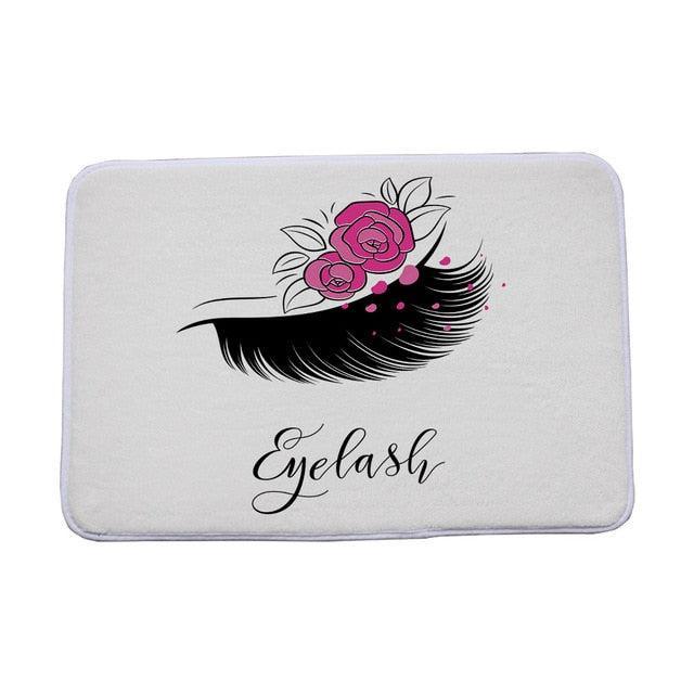 Elegant Eyelashes Patterned Door/Bath Mat with Protective Adhesive and Long-Lasting Quality