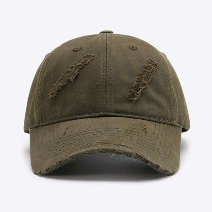 Retro Distressed Cotton Baseball Cap with Customizable Strap - Elevate Your Style