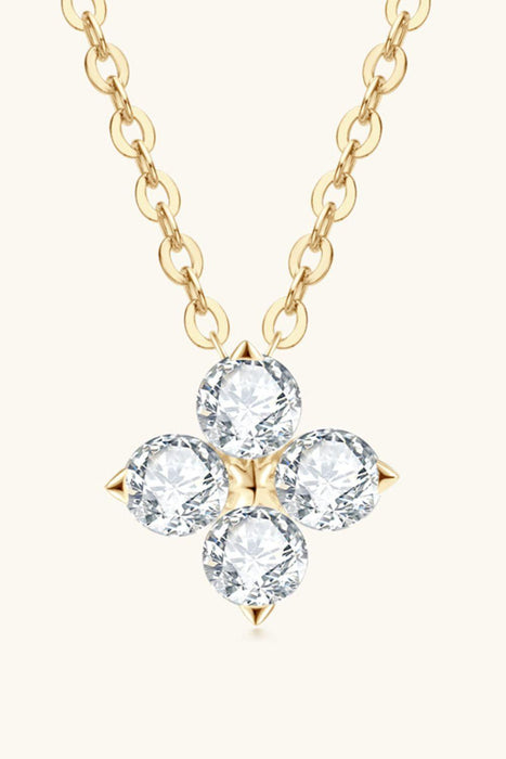 Luxurious Lab-Diamond Four Leaf Clover Necklace with Platinum and Gold Plating