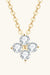 Luxurious Lab-Diamond Four Leaf Clover Necklace with Platinum and Gold Plating