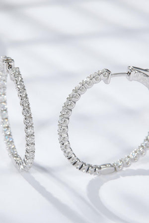 Platinum-Plated Moissanite Huggie Earrings-Trendsi-Silver-One Size-Très Elite