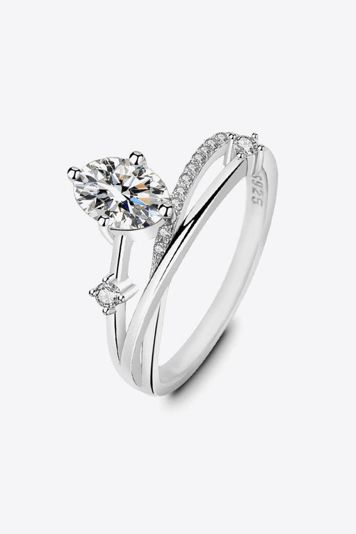 Elegant Crisscross Moissanite Ring with Sparkling Zircon Accents