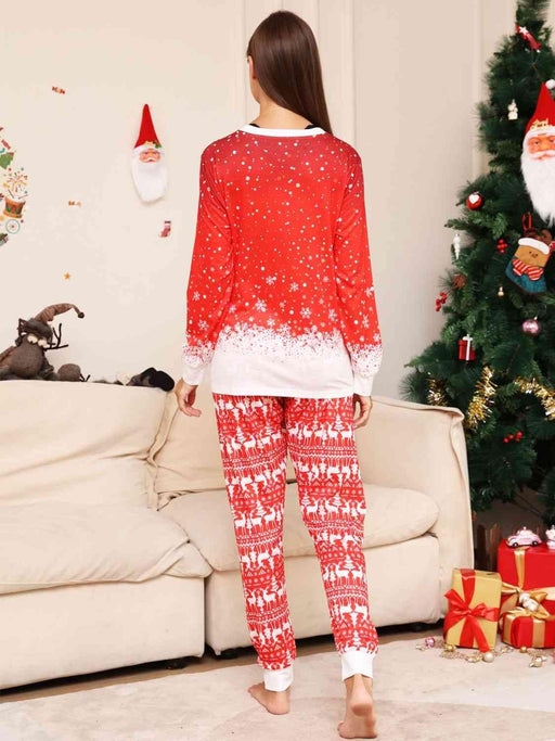 Cozy Two-Piece Lounge Set with Long Sleeve Top and Printed Pants